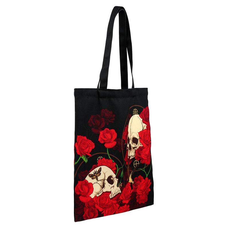 Skulls and Roses Reusable Tote Shopping Bag - Gift Arch