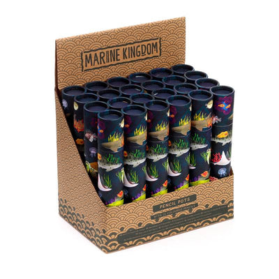 Marine Kingdom Large Pencil Pot with 12 Colouring Pencils - Gift Arch