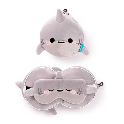 Relaxeazzz Adoramals Archie the Shark Plush Travel Pillow & Eye Mask - Gift Arch