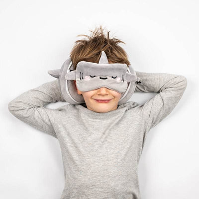 Relaxeazzz Adoramals Archie the Shark Plush Travel Pillow & Eye Mask - Gift Arch