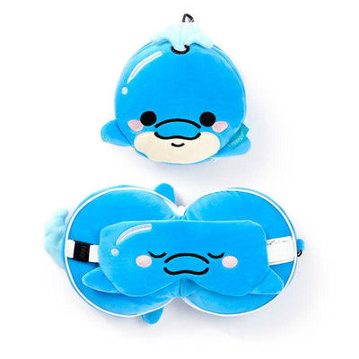 Relaxeazzz Adoramals Blu the Dolphin Plush Travel Pillow & Eye Mask - Gift Arch