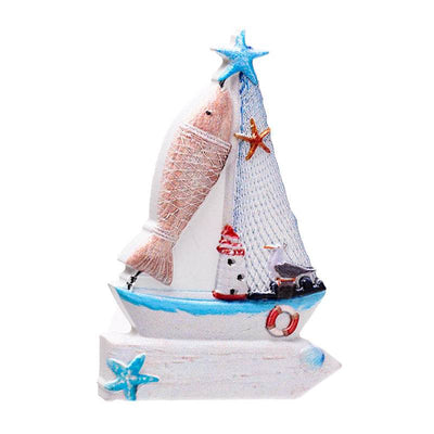 3D Printed Souvenir Seaside Magnet Sailing Boat Sign & Fish - Gift Arch