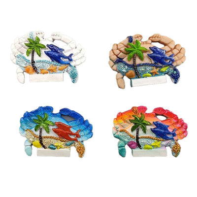 Souvenir Seaside Magnet Crab Shaped with Seashells & Dolphins - Gift Arch