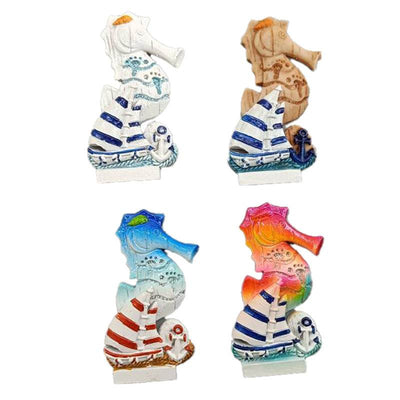 Souvenir Seaside Magnet Seahorse Shaped with Sailing Boats & Anchors - Gift Arch