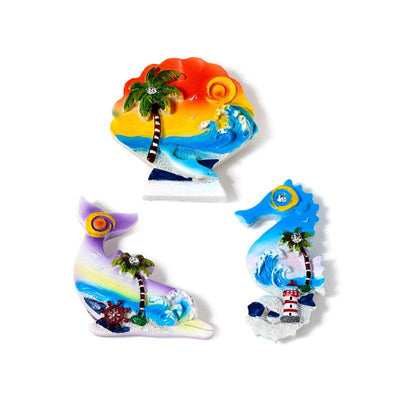 Souvenir Seaside Magnet Seahorse, Shells & Dolphins - Gift Arch