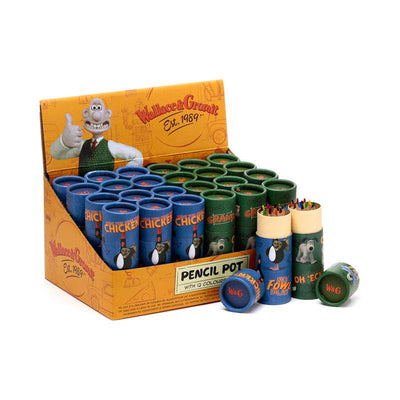 Wallace & Gromit Pencil Pot with 12 Colouring Pencils - Gift Arch