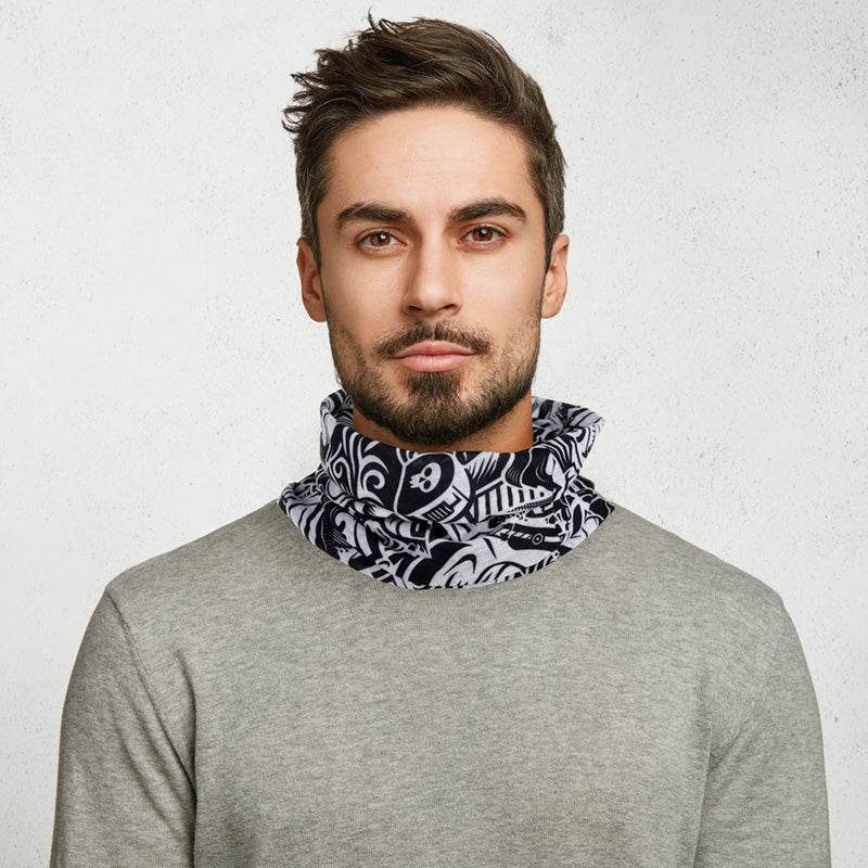 Black & White Graffiti Neck Warmer Tube Scarf - Gift Arch