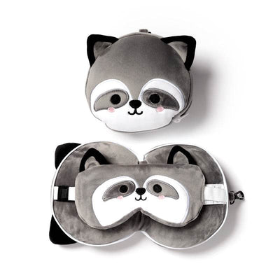Relaxeazzz Raccoon Plush Travel Pillow & Eye Mask - Gift Arch