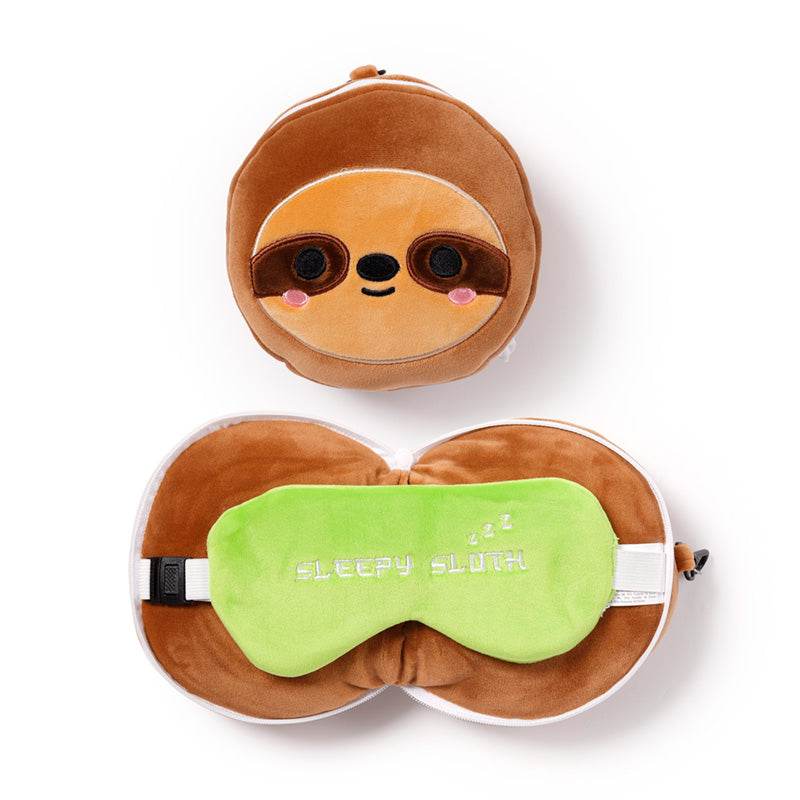 Relaxeazzz Sloth Plush Travel Pillow & Eye Mask - Gift Arch