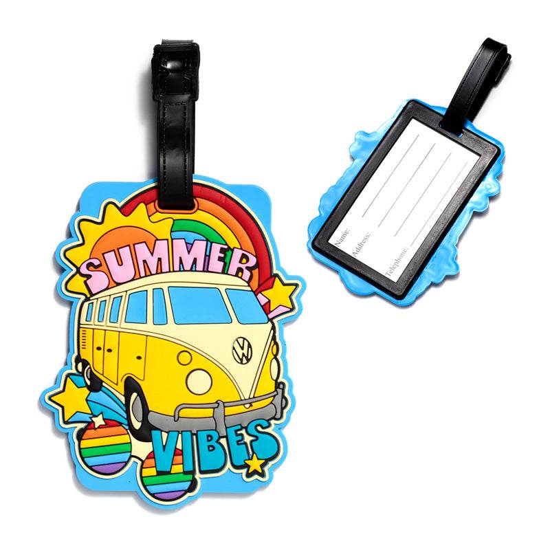 Volkswagen VW T1 Camper Bus Summer Vibes PVC Luggage Tag - Gift Arch
