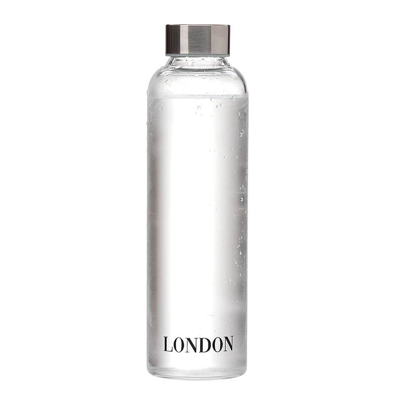 London Tour Glass Water Bottle with Protective Sleeve - Gift Arch