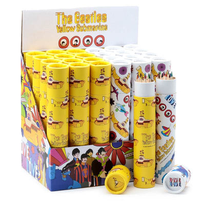 The Beatles Yellow Submarine Large Pencil Pot with 12 Colouring Pencils - Gift Arch