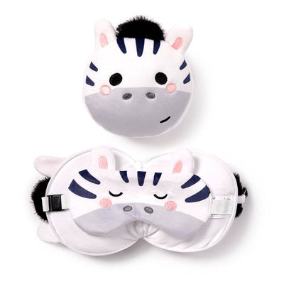 Relaxeazzz Adoramals Bali the Zebra Plush Travel Pillow & Eye Mask - Gift Arch