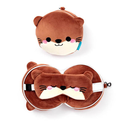 Relaxeazzz Adoramals Henry the Otter Plush Travel Pillow & Eye Mask - Gift Arch