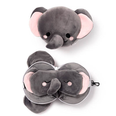 Relaxeazzz Adoramals Janu the Elephant Plush Travel Pillow & Eye Mask - Gift Arch