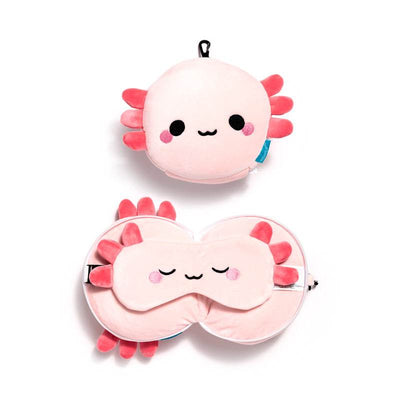 Relaxeazzz Adoramals Maddie the Axolotl Travel Pillow & Eye Mask - Gift Arch