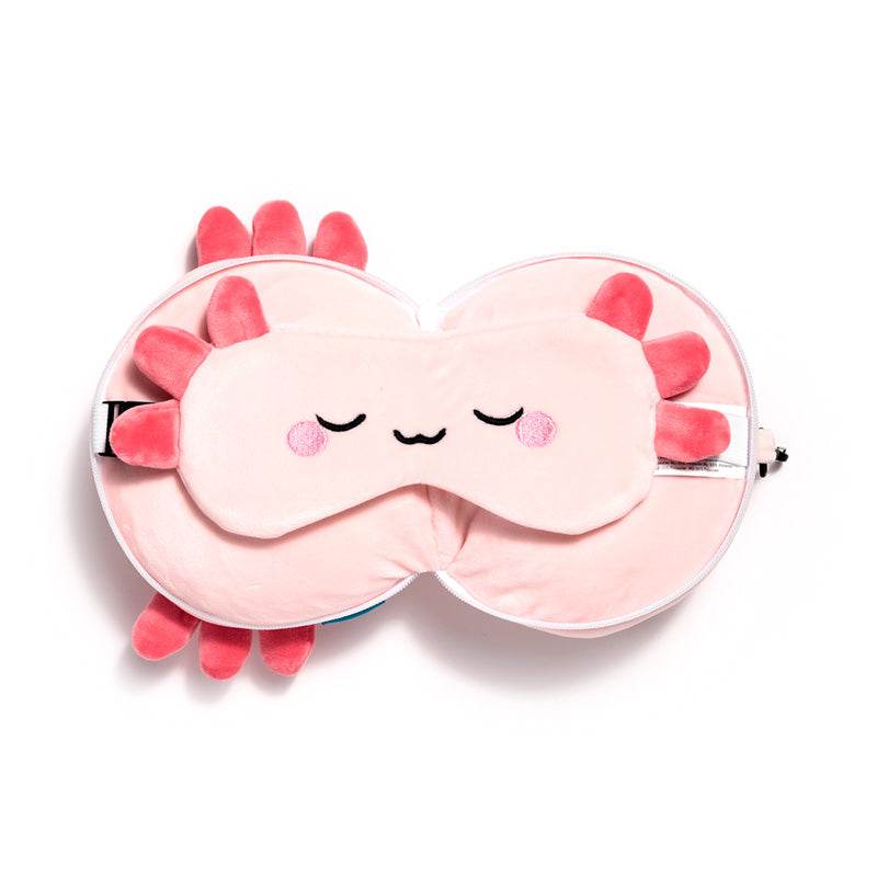 Relaxeazzz Adoramals Maddie the Axolotl Travel Pillow & Eye Mask - Gift Arch