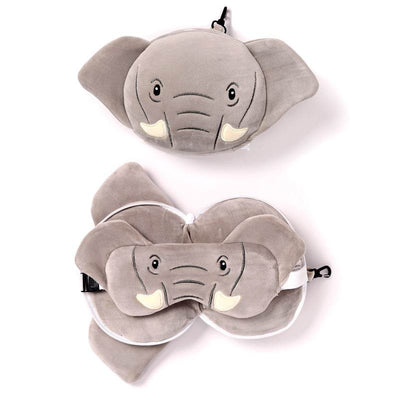 Relaxeazzz Elephant Plush Travel Pillow & Eye Mask - Gift Arch