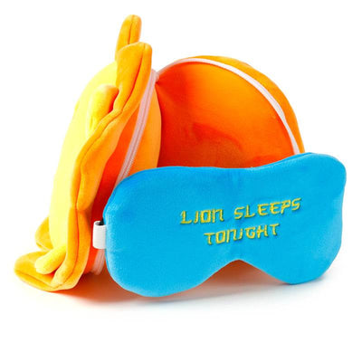 Relaxeazzz Lion Plush Travel Pillow & Eye Mask (The Lion Sleeps Tonight) - Gift Arch