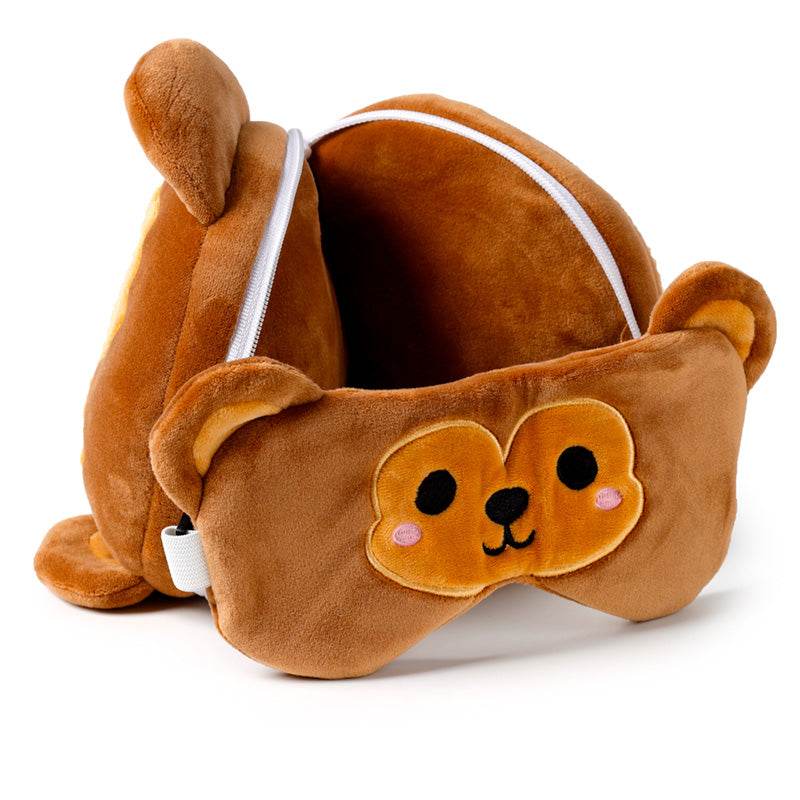 Relaxeazzz Monkey Plush Travel Pillow & Eye Mask - Gift Arch