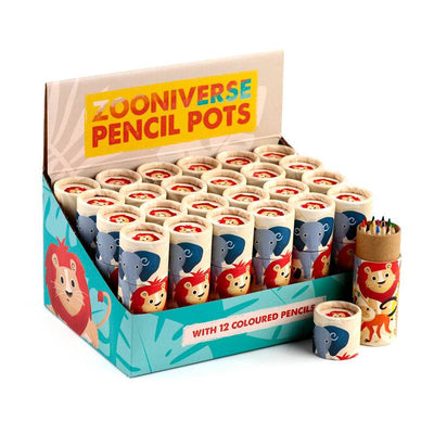 Zooniverse 2022 Pencil Pot with 12 Colouring Pencils - Gift Arch