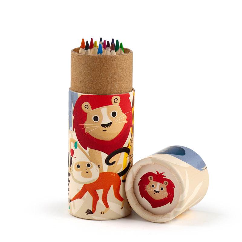 Zooniverse 2022 Pencil Pot with 12 Colouring Pencils - Gift Arch