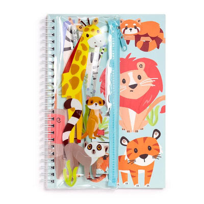Zooniverse Ring Bound Notepad & Pencil Case 6 Piece Stationery Set - Gift Arch