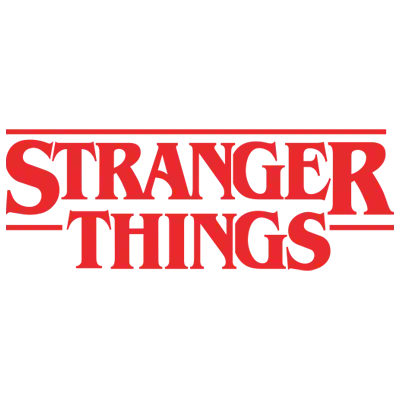 Red ’stranger things’ logo on black background.