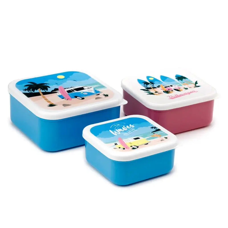 Set of 3 Lunch Box M/L/XL Volkswagen VW T1 Camper Bus Waves are Calling - Lunch Boxes & Snack Pots