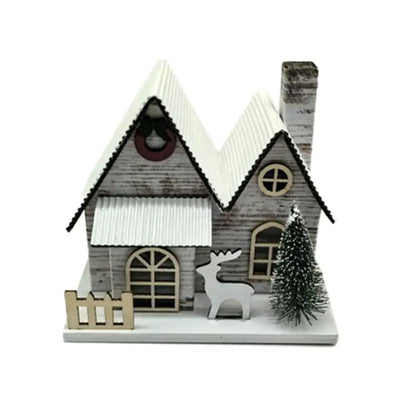 Silver Birch Double Fronted Christmas House LED Decoration - Christmas Gifts & Decorations