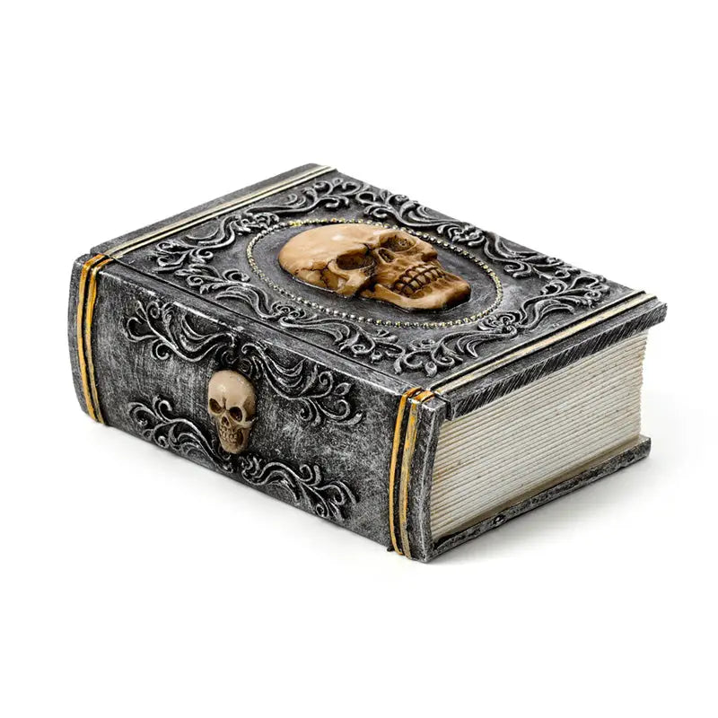 Skull Embellished Book Shaped Trinket Box - Gothic Fantasy Skulls & Skeletons
