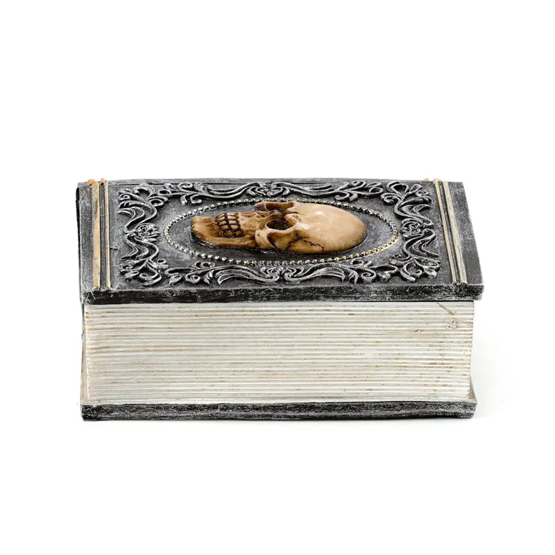 Skull Embellished Book Shaped Trinket Box - Gothic Fantasy Skulls & Skeletons