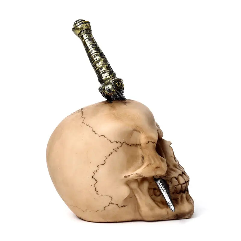 Skull Pierced With Sword - Gothic Fantasy Skulls & Skeletons