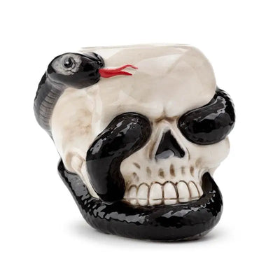 Skull with Coiled Snake Shaped Ceramic Oil Burner - Oil Burners & Wax Melt Burners