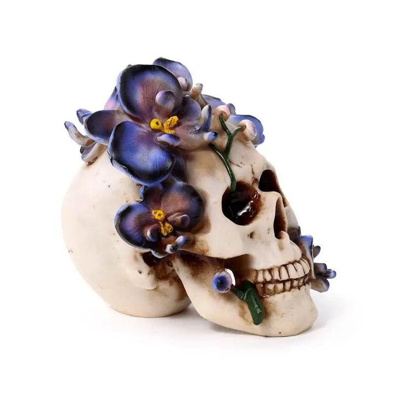 Skull with Purple Vine Flowers - Gothic Fantasy Skulls & Skeletons