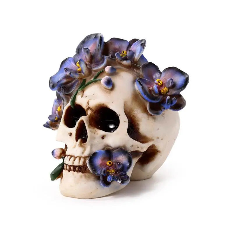 Skull with Purple Vine Flowers - Gothic Fantasy Skulls & Skeletons