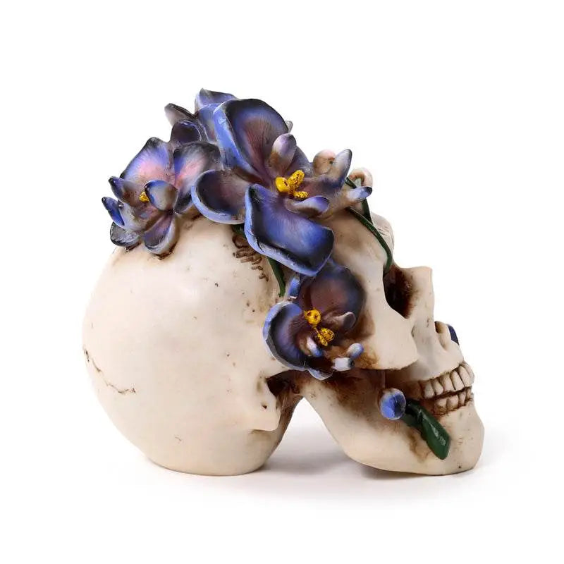 Skull with Purple Vine Flowers - Gothic Fantasy Skulls & Skeletons