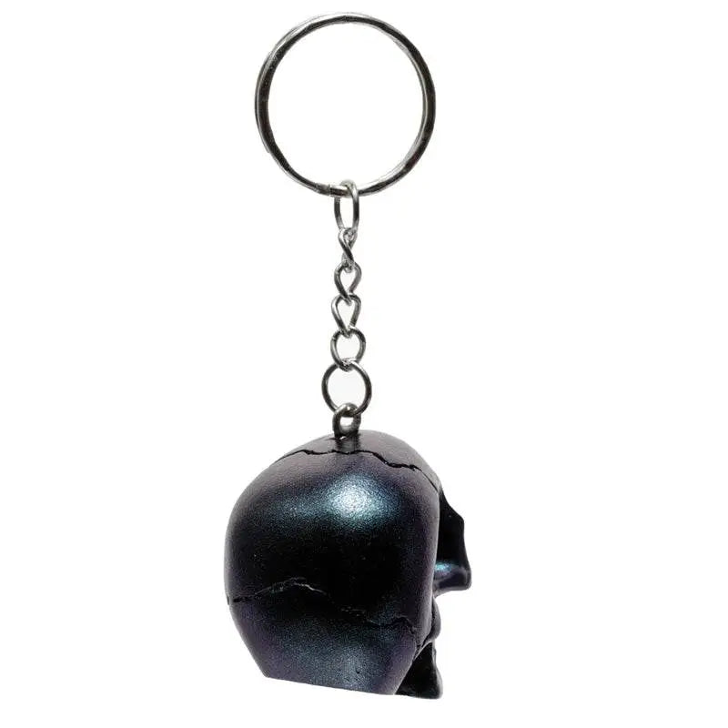 Skulls and Roses Dark Metallic and Gold Skull Keyring - Gothic Fantasy Skulls & Skeletons