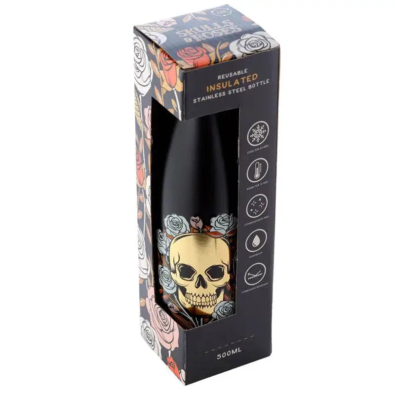 Skulls and Roses Hot & Cold Drinks Bottle 500ml - Water Bottles & Flasks