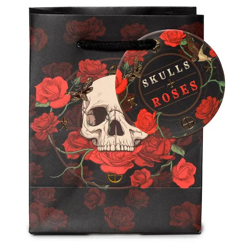 Skulls and Roses Red Roses Gift Bag Small - Gothic Fantasy Skulls & Skeletons