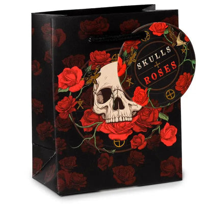 Skulls and Roses Red Roses Gift Bag Small - Gothic Fantasy Skulls & Skeletons