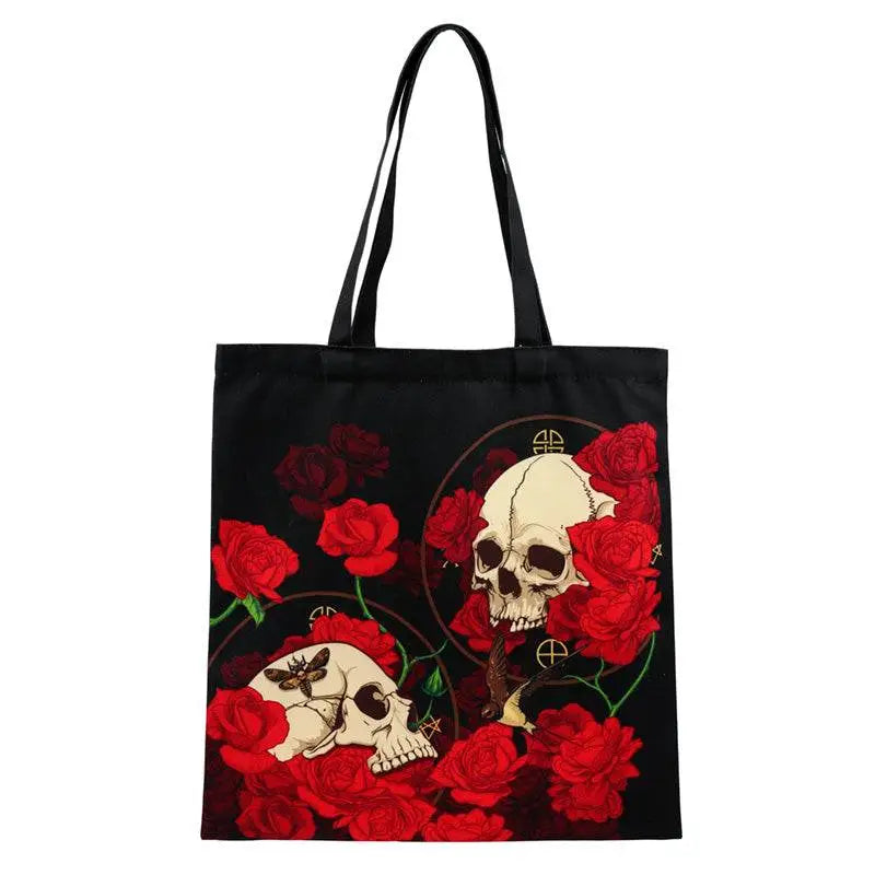 Skulls and Roses Reusable Tote Shopping Bag - Reusable Shopping & Storage Bags
