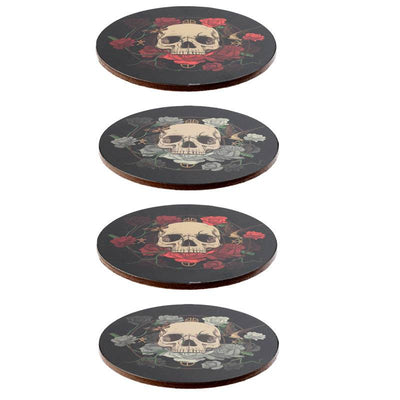 Skulls and Roses Set of 4 Cork Coasters - Gift Arch