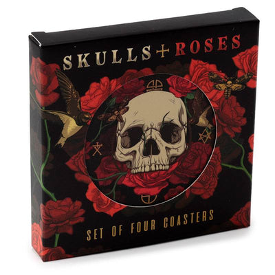 Skulls and Roses Set of 4 Cork Coasters - Gift Arch