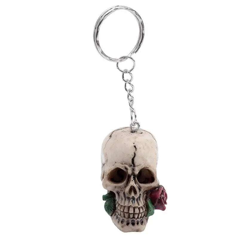 Skulls and Roses Skull Keyring - Keyrings & Key Chains
