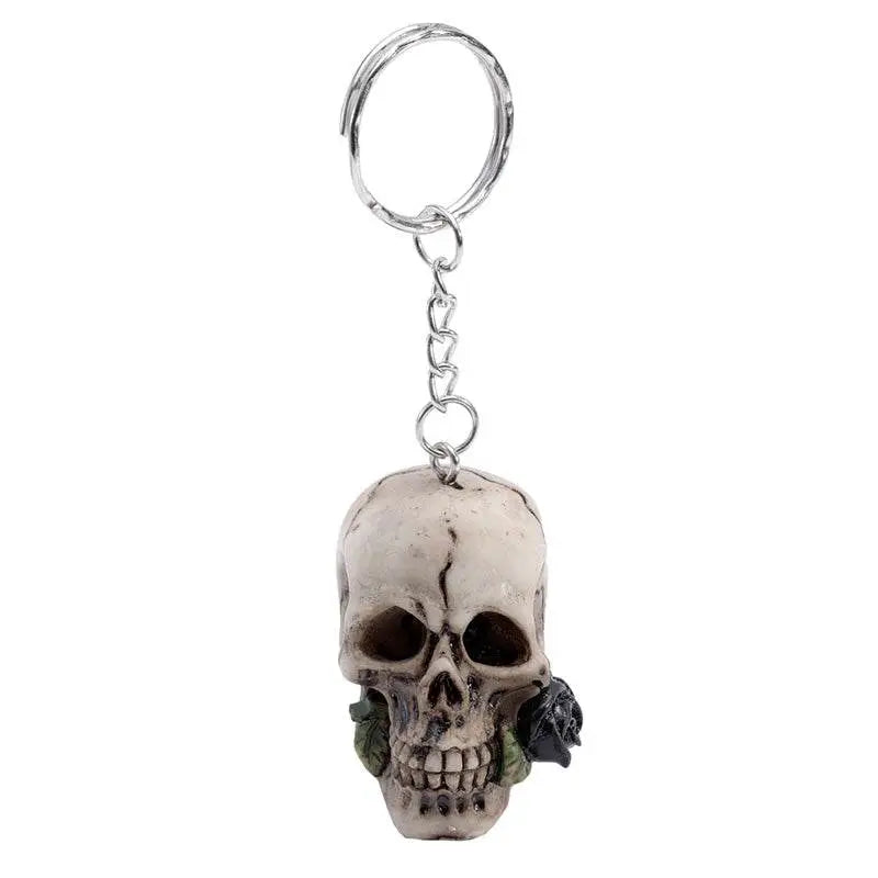 Skulls and Roses Skull Keyring - Keyrings & Key Chains