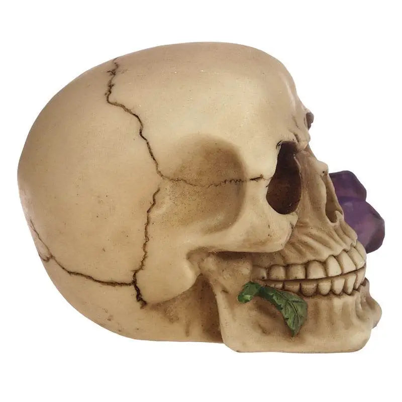 Skulls and Roses Skull with Purple Roses - Gothic Fantasy Skulls & Skeletons