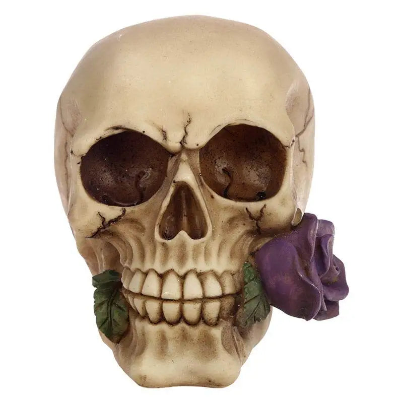 Skulls and Roses Skull with Purple Roses - Gothic Fantasy Skulls & Skeletons