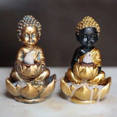 Small Buddha & Lotus Backflow Incense Burner - Incense Burners & Ash Catchers