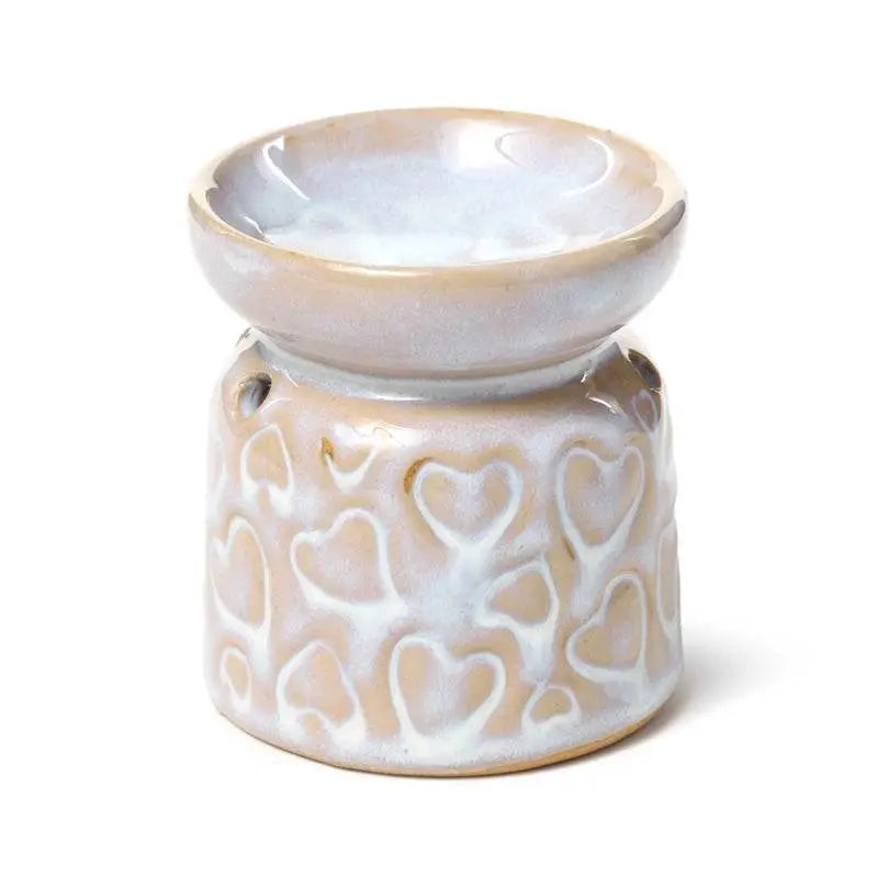 Small Ceramic Eden Oil Burner with Heart Pattern - Oil Burners & Wax Melt Burners